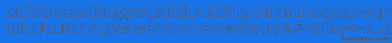 フォントEchostationout – 茶色の文字が青い背景にあります。