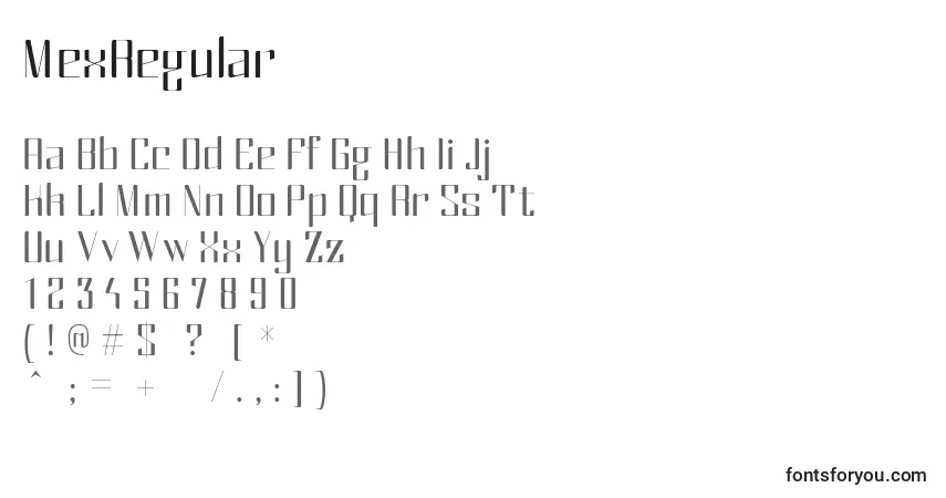 Schriftart MexRegular – Alphabet, Zahlen, spezielle Symbole