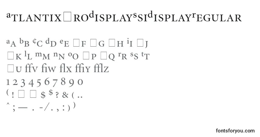 Шрифт AtlantixProDisplaySsiDisplayRegular – алфавит, цифры, специальные символы
