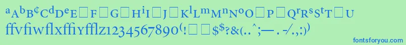 Czcionka AtlantixProDisplaySsiDisplayRegular – niebieskie czcionki na zielonym tle
