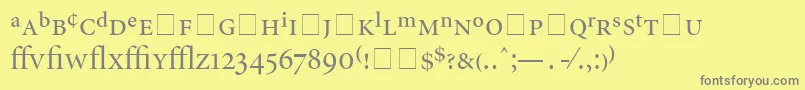 Fonte AtlantixProDisplaySsiDisplayRegular – fontes cinzas em um fundo amarelo