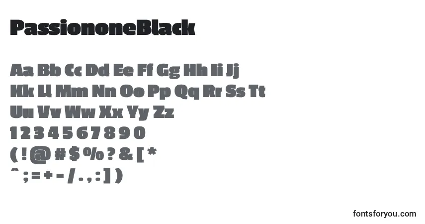 Schriftart PassiononeBlack – Alphabet, Zahlen, spezielle Symbole