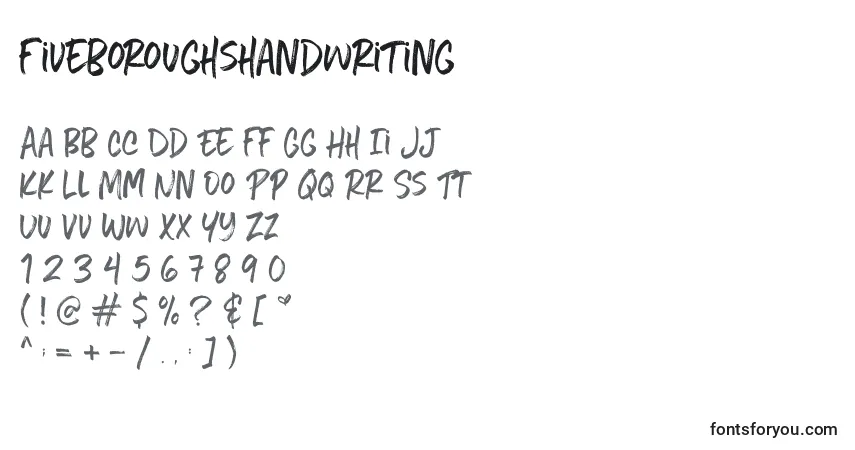 Fiveboroughshandwriting-fontti – aakkoset, numerot, erikoismerkit