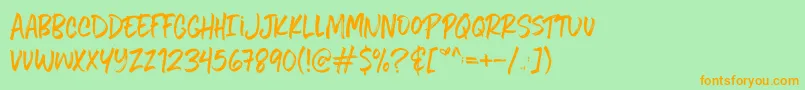 Fiveboroughshandwriting Font – Orange Fonts on Green Background