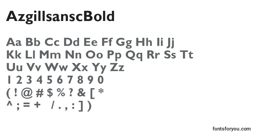 Шрифт AzgillsanscBold – алфавит, цифры, специальные символы