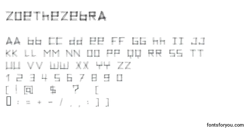 A fonte ZoeTheZebra – alfabeto, números, caracteres especiais