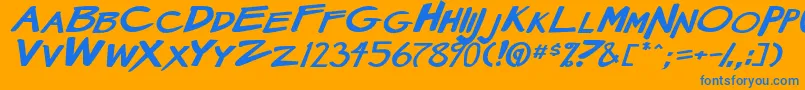 MangaSpeak2StockyBoldItalic Font – Blue Fonts on Orange Background