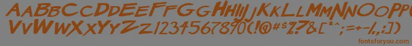 Fonte MangaSpeak2StockyBoldItalic – fontes marrons em um fundo cinza