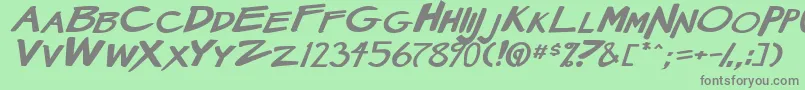 MangaSpeak2StockyBoldItalic Font – Gray Fonts on Green Background