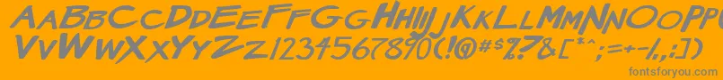 MangaSpeak2StockyBoldItalic-Schriftart – Graue Schriften auf orangefarbenem Hintergrund
