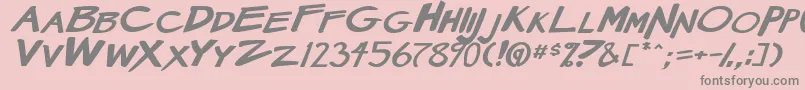 MangaSpeak2StockyBoldItalic-Schriftart – Graue Schriften auf rosa Hintergrund