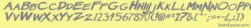 MangaSpeak2StockyBoldItalic-Schriftart – Graue Schriften auf gelbem Hintergrund