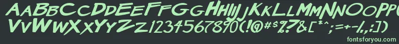 MangaSpeak2StockyBoldItalic Font – Green Fonts on Black Background