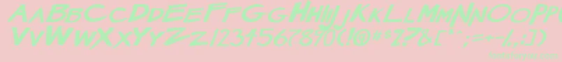 MangaSpeak2StockyBoldItalic Font – Green Fonts on Pink Background