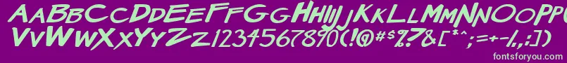 MangaSpeak2StockyBoldItalic Font – Green Fonts on Purple Background