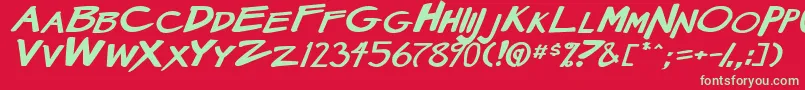 MangaSpeak2StockyBoldItalic Font – Green Fonts on Red Background