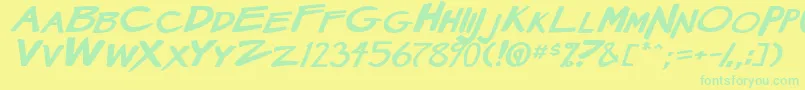 MangaSpeak2StockyBoldItalic Font – Green Fonts on Yellow Background