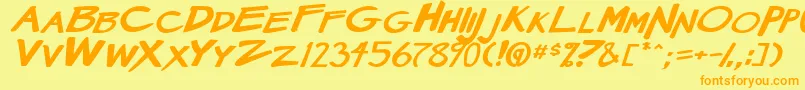 MangaSpeak2StockyBoldItalic Font – Orange Fonts on Yellow Background