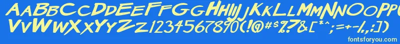 MangaSpeak2StockyBoldItalic Font – Yellow Fonts on Blue Background