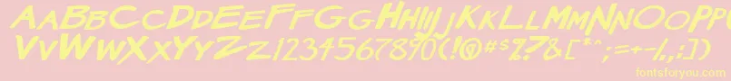 MangaSpeak2StockyBoldItalic Font – Yellow Fonts on Pink Background