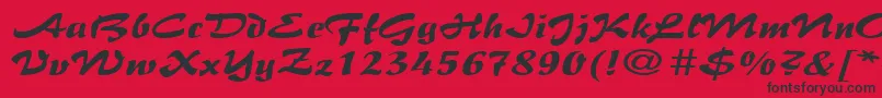 BrushflairexpandedRegular-Schriftart – Schwarze Schriften auf rotem Hintergrund