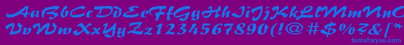 BrushflairexpandedRegular Font – Blue Fonts on Purple Background