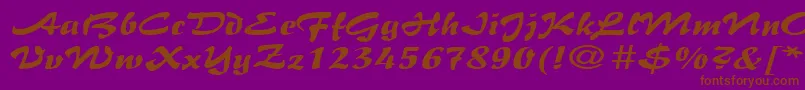 BrushflairexpandedRegular-Schriftart – Braune Schriften auf violettem Hintergrund