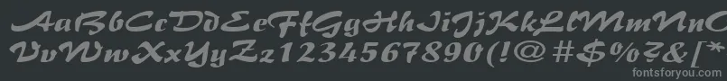 BrushflairexpandedRegular-Schriftart – Graue Schriften auf schwarzem Hintergrund