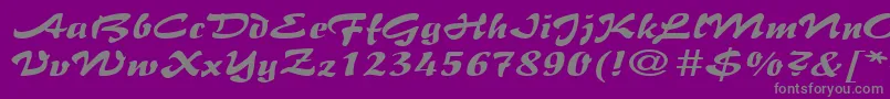 BrushflairexpandedRegular-Schriftart – Graue Schriften auf violettem Hintergrund