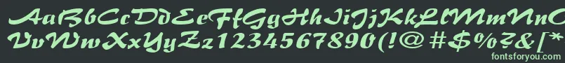 フォントBrushflairexpandedRegular – 黒い背景に緑の文字