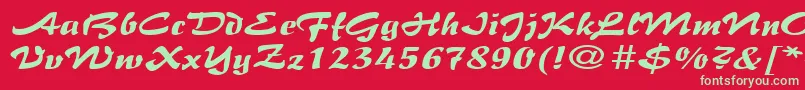 フォントBrushflairexpandedRegular – 赤い背景に緑の文字