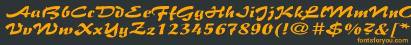 フォントBrushflairexpandedRegular – 黒い背景にオレンジの文字