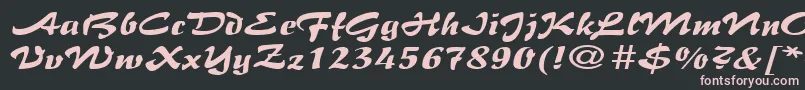 フォントBrushflairexpandedRegular – 黒い背景にピンクのフォント