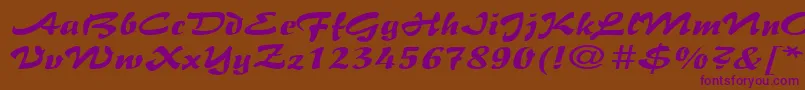 BrushflairexpandedRegular Font – Purple Fonts on Brown Background