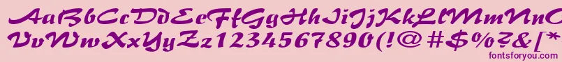BrushflairexpandedRegular-fontti – violetit fontit vaaleanpunaisella taustalla