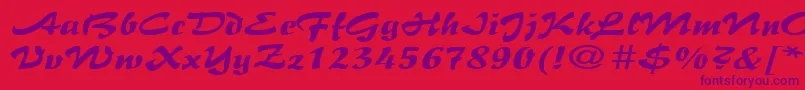 BrushflairexpandedRegular Font – Purple Fonts on Red Background