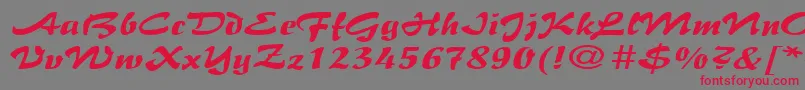 フォントBrushflairexpandedRegular – 赤い文字の灰色の背景
