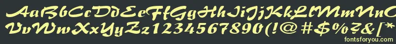 BrushflairexpandedRegular Font – Yellow Fonts on Black Background