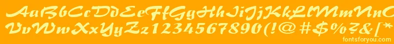 BrushflairexpandedRegular Font – Yellow Fonts on Orange Background