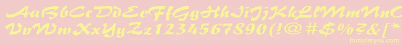 BrushflairexpandedRegular Font – Yellow Fonts on Pink Background