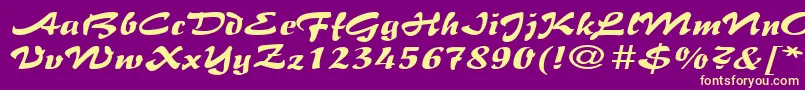 BrushflairexpandedRegular Font – Yellow Fonts on Purple Background