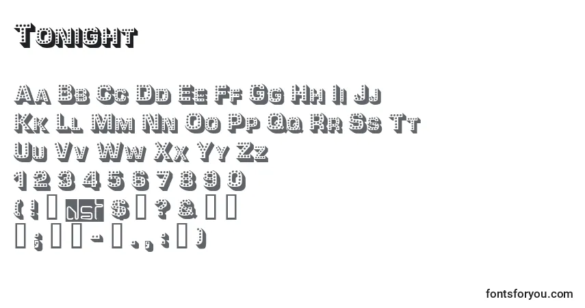 Czcionka Tonight – alfabet, cyfry, specjalne znaki