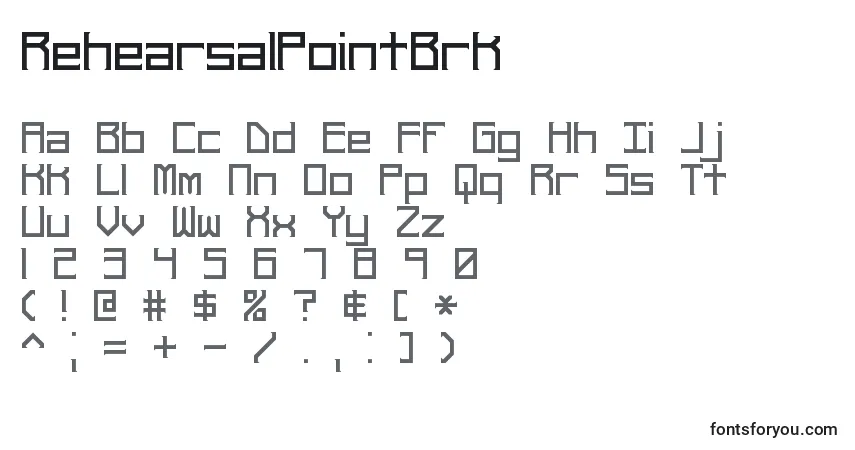 Шрифт RehearsalPointBrk – алфавит, цифры, специальные символы
