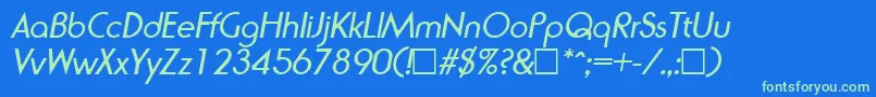 RondaItalic-Schriftart – Grüne Schriften auf blauem Hintergrund