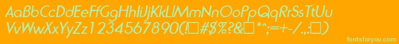 RondaItalic-Schriftart – Grüne Schriften auf orangefarbenem Hintergrund