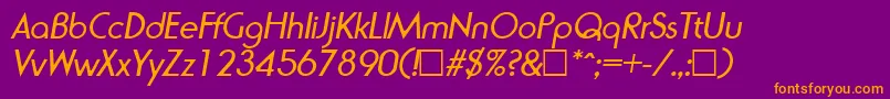 RondaItalic-fontti – oranssit fontit violetilla taustalla