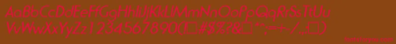 フォントRondaItalic – 赤い文字が茶色の背景にあります。