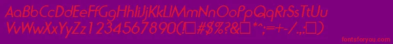 RondaItalic-Schriftart – Rote Schriften auf violettem Hintergrund