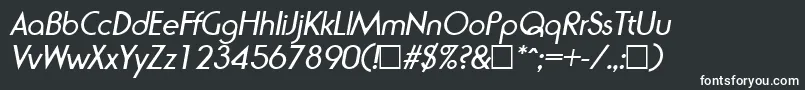 RondaItalic-fontti – valkoiset fontit mustalla taustalla