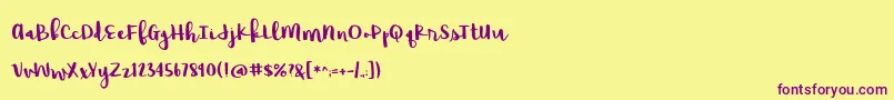 RaspberryMoonshineDemo Font – Purple Fonts on Yellow Background
